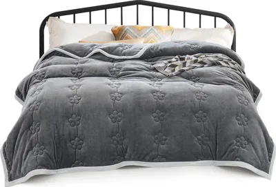 Produktbild von Decke, dreilagiges Design, weiches Flanellmaterial, grau, 180x200cm