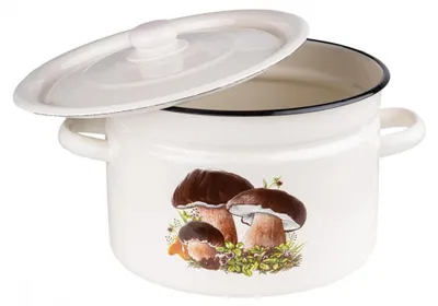 Obrázok produktu pre Krémová smaltovaná nádoba s vekom GRZYBKI 9 l