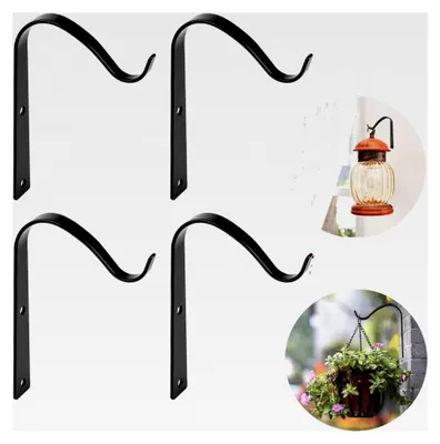 Produktbild von Blumenampel Halterung, 4 Stück Eisen Wandhaken für Blumenampeln, 11 cm zum Aufhängen von Pflanzern, Vogelhäuschen, Laternen, Windspielen und Wandleuchten