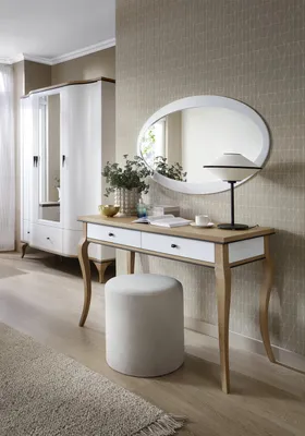 Produktbild von Schlafzimmer Set Kleiderschrank + Schminktisch Spiegel Schrank Konsolen 3tlg.