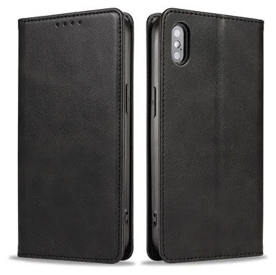 Produktbild von Handyhülle für Apple iPhone X / Xs Kunstleder Flip Cover Hülle Handytasche Case Kartenfach Farbe: Schwarz