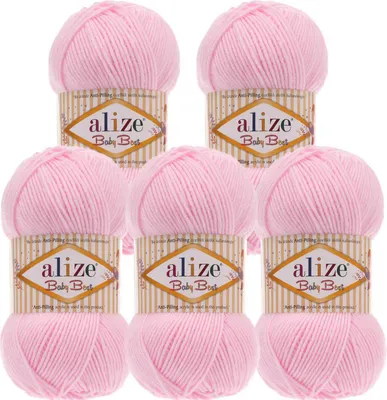 Produktbild von 5 x 100g Strickgarn ALIZE Baby Best uni Babywolle Wolle Antipilling 44 Farben