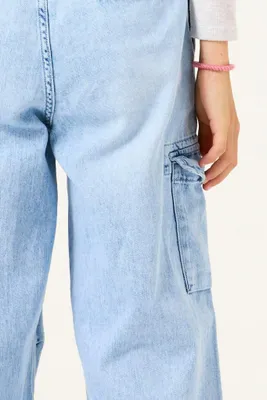 Produktbild von Garcia Mädchen Jeans Utility-Stil mit Cargo-Taschen und elastischem Saum leicht verwaschen