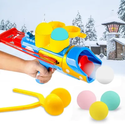 Immagine prodotto di Cannone per palle di neve con caricatore e 3 palle di neve, realizzato in ABS, ideale per giochi all'aperto
