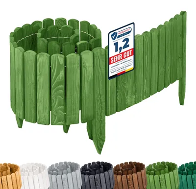 Produktbild von Garronda Rasenkante Holz Beeteimfassung imprägniert 200 cm x 30 cm Flexibler Rollborder Zaun für Garten GD-0109 (Dunkelgrün, Höhe: 30 cm)