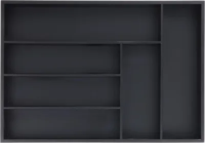 Immagine prodotto di Contenitore per posate - 6 scomparti - 5x43x30,5 cm - Posate - Articoli per hobby e cancelleria - Organizzatore per cassetti della cucina - Nero