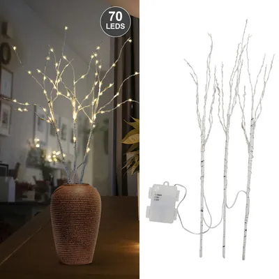 Immagine prodotto di Jayseuw ramoscello luci set di 3 luci LED bianco caldo batteria decorazione Natale