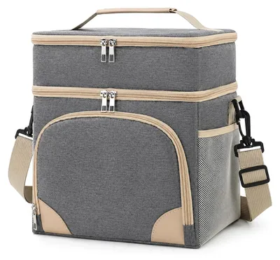 Isolierte Lunchtasche 16 l, 2 Fächer, Oxford-Gewebe, grau
