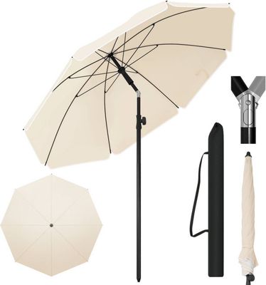 WOLTU Sonnenschirm, UV-beständig, höhenverstellbar, knickbar, Beige, 175cm