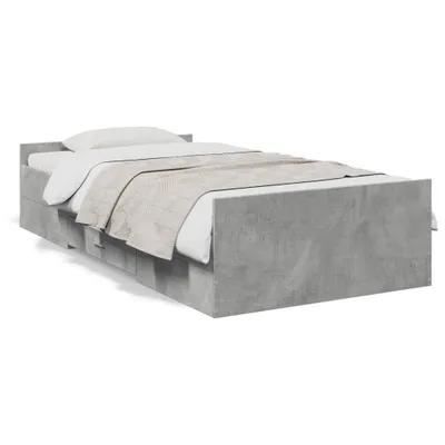 Produktbild von vidaXL Bettgestell mit Schubladen Betongrau 75x190 cm Holzwerkstoff