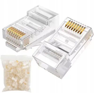 Produktbild von RJ45 Stecker Set – 100 Stück Cat.6 UTP | 8P8C | Vergoldete Kontakte | Für LAN Kabel und Patchpanel Installation