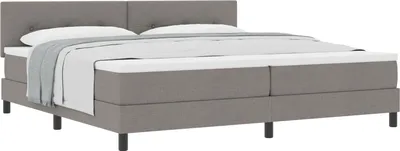 Productafbeelding van vidaXL Boxspringbed met hoofdeinde, taupe, 200 x 200 cm, gestoffeerd