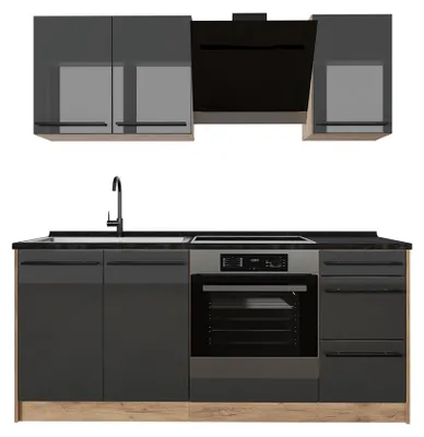 Zdjęcie produktu dla Kuchnia pojedyncza Vicco R-Line Antracyt połysk/Dąb goldkraft 180 cm blat roboczy Antracyt, Model 66250