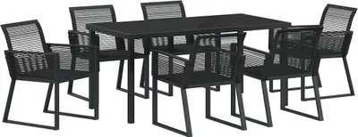 Produktbild von vidaXL Garten Essgruppe 7 pcs Schwarz Pulverbeschichteter Stahl