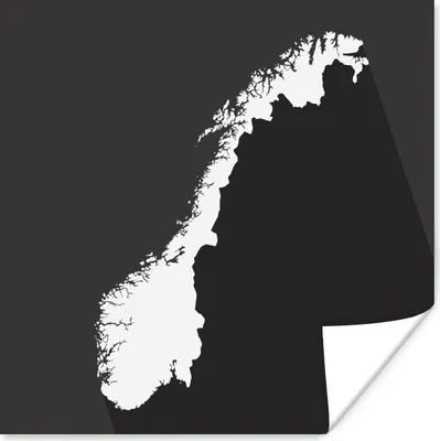 Produktbild von MuchoWow® Poster Illustration von Norwegen in schwarz-weiß 50x50 cm - Wohnzimmerdekoration