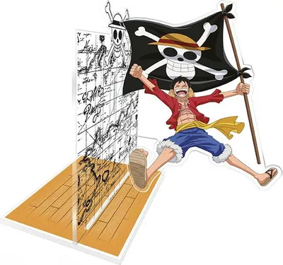 Immagine prodotto di Reggilibri in acrilico di One Piece - Luffy con bandiera