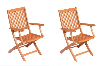 Two wooden chairs on a white background.