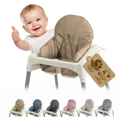 Produktbild von Sitzbezug Kissen Ersatzbezug Bezug kompatibel mit Ikea Hochstuhl Antilop - weich, waschbar - Sitzverkleinerer - Hochstuhlkissen (mel beige)