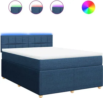 Produktbild von vidaXL Boxspringbett mit Matratze Blau 140x190 cm Stoff