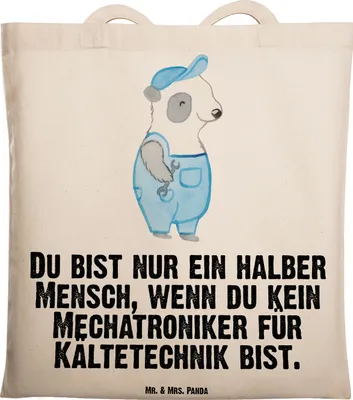 Produktbild von Mr. & Mrs. Panda Shopping Tasche Mechatroniker für Kältetechnik Herz - Transparent - Geschenk, canvas, Tote Bag, Laptoptasche, Gesellenprüfung, Einkaufstasche, Lustig