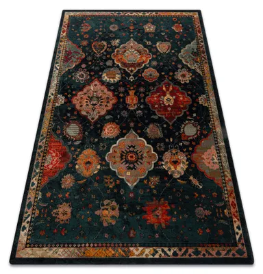 Image de Tapis en laine POLONIA Abrash oriental, fleurs bleu marine bleu 235x350 cm