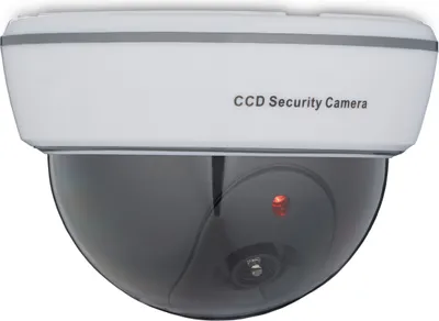 Produktbild von 2 x Kamera Dummy, blinkendes LED-Licht, innen & außen, Einbrecher Abschreckung, Überwachungskamera Attrappe, weiß