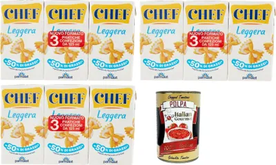 Produktbild von Parmalat Panna chef Leggera Sahne Kochcreme creme light Licht, double cream light 3x (3x 125 ml) + Italian Gourmet polpa 400g