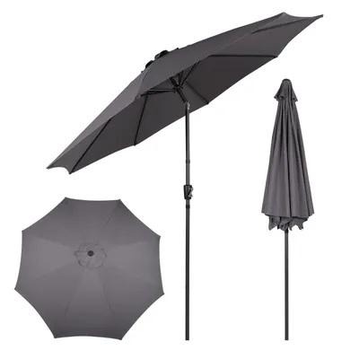 Image de Puluomis Parasol Parasol de balcon Parasol de plage Parasol de marché Ø290cm Inclinable Parasol de jardin Parasol de terrasse Protection solaire Gris