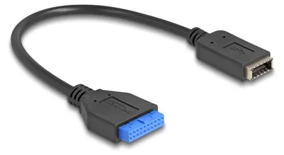 Obrázok produktu pre DeLOCK 65100, 0,25 m, 3.2 Gen 1 (3.1 Gen 1), USB 3.1 Gen 1 (19-pin), USB Type-E, Samica, Samica
