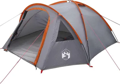 Produktbild von vidaXL Kuppelzelt 4 Personen 308 x 268 x 130 cm Grau und Orange Taft