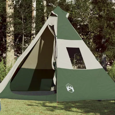 Produktbild von Campingzelt 7 Personen Grün 350x350x280 cm 185T Taft - Campingzelte 94427