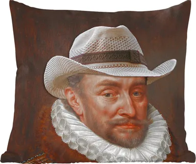 Produktbild von MuchoWow® Zierkissen Sofakissen Wohnzimmer Dekokissen 60x60 cm Wilhelm von Oranien - Kunst - Hut - Sitzfläche - Foto Polster