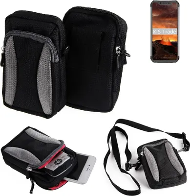 Produktbild von K-S-Trade Holster Schutz Hülle kompatibel mit Blackview BV9600E Handy Hülle Gürteltasche Umhängetasche mit Zusatzfach schwarz