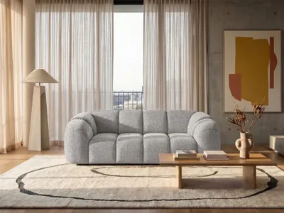 Image de Canapé design MALI 3 places tissu Puente gris clair – Cloud organique 240 cm