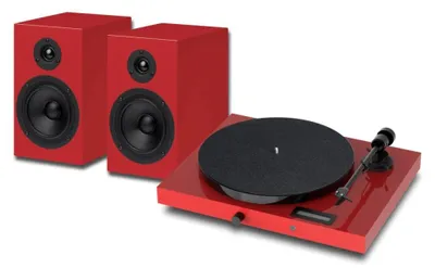 Zdjęcie produktu dla Pro-Ject Juke Box E1 + Speaker Box 5E OM5e High Gloss Red Gramofon kit