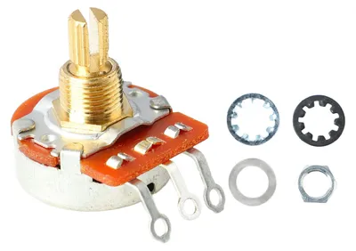 Produktbild von Gitarrenpotentiometer mit Kupferwelle zur Rauschunterdrückung für E-Gitarren