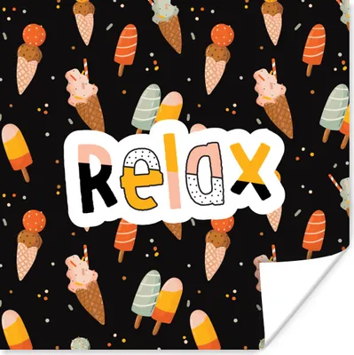 Produktbild von MuchoWow® Poster Sommer - Schwarz - Eiscreme 100x100 cm - Babyzimmer