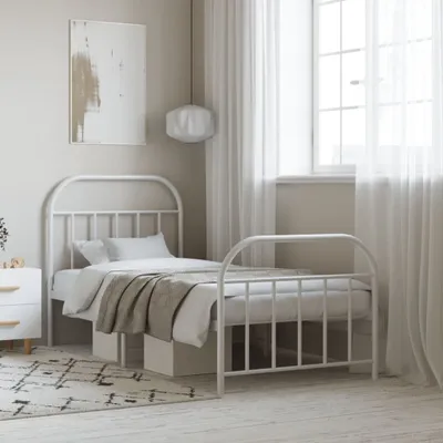Imagen del producto de Maison Exclusive: Estructura de cama con cabecero y piecero de metal blanco, 90x190 cm