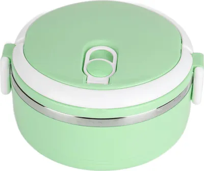 Image de Boîte à lunch thermique empilable Boîte isolante pour aliments chauds Boîte à lunch ronde en acier inoxydable 304 Contenants alimentaires scellésMonocouche 304 épaissie ( Vert )