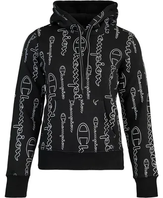 Productafbeelding van Champion Logo All-Over Hoodie voor dames (XS, zwart, met logo overal)