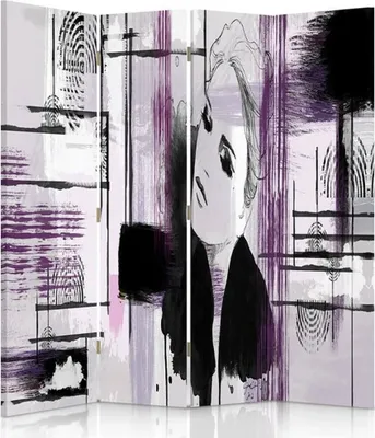 Produktbild von Paravent - Raumteiler Sketch Effect - Dekorativer Raumtrenner cm. 145x170 (4 x)