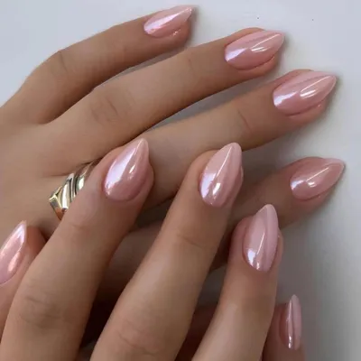 Image de Ongles artificiels courts en forme d'amande, pailletés, couleur rose clair, lot de 30 pièces avec accessoires