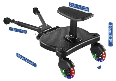 Image de Plateforme pour poussette, amovible, roues pivotantes à 360°, couleur noire