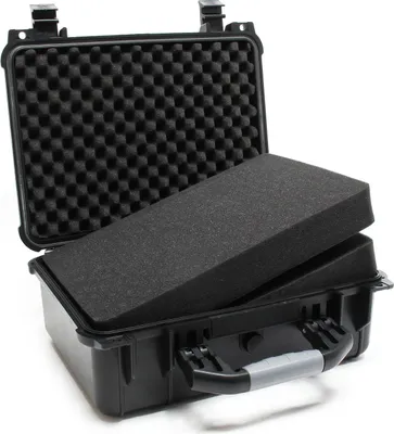 Produktbild von Wiltec Universalkoffer 40,6x33x17,4 cm schwarz, Schutzkoffer Wasserdicht mit Druckausgleichsventil & anpassbaren Schaumstoffmatten