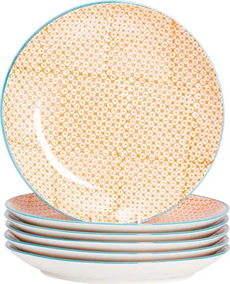 Produktbild von Nicola Spring handbedruckte Essteller – 25,5 cm – Orange – 6er-Pack