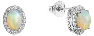Produktbild von Luxuriö se Silberohrringe mit echtem Opal und Zirkonen 11490.3
