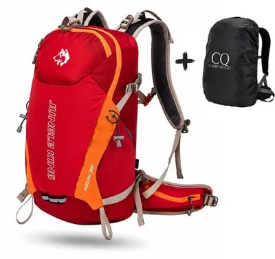 Productafbeelding van CarryQuest® - Rugzak - 35 liter, nylon met regenhoes, rugventilatie, rood