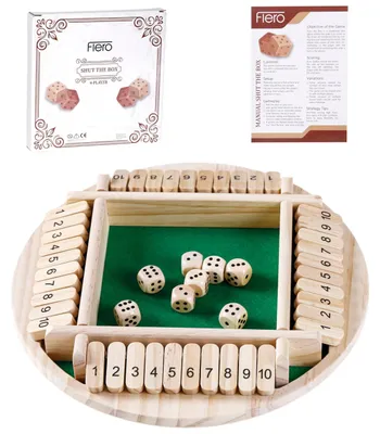 Productafbeelding van Shut The Box dobbelspel voor 4 spelers, tactiek en rekenspel