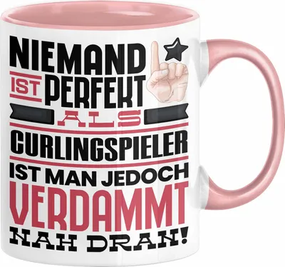 Produktbild von Curlingspieler Geschenk Tasse Lustige Geschenkidee für Curlingspieler Geburtstag Kaffee-Becher Niemand Ist Perfekt Aber Als Curlingspieler Ist Man Nah Dran (Rosa)