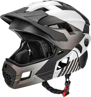Produktbild von Rockbros Kinderfahrradhelm 2 in 1 mit abnehmbarem Kinnschutz 12 Lüftungen M Grau
